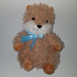 Hug Me Fluffy Hamster Plush 11" Stuffed Animal Toy Brown Blue Bow Walgreens